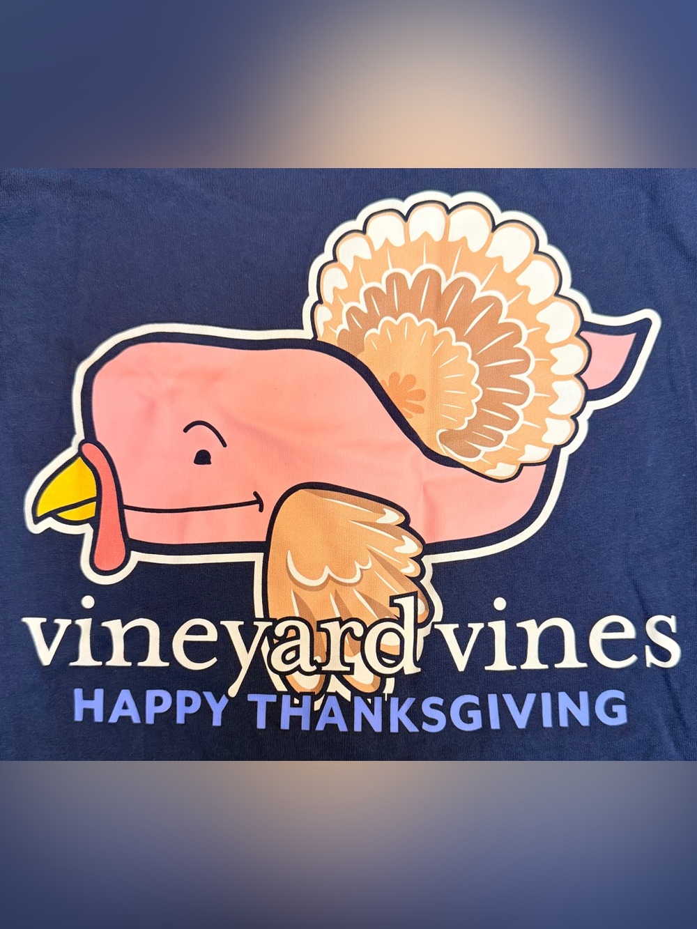Vineyard Vines Shirt Unisex Medium Blue Long Sleeve Thanksgiving Whale Turkey Po